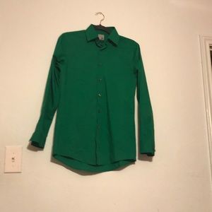 Green button down shirt